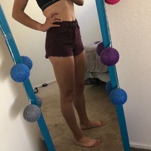 Maroon high waisted shorts